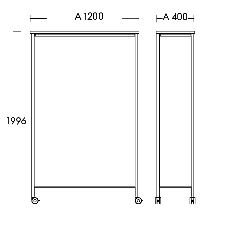 Dibujo técnico (Estantería básica L (tipo A) – con iluminación LED en dos lados)