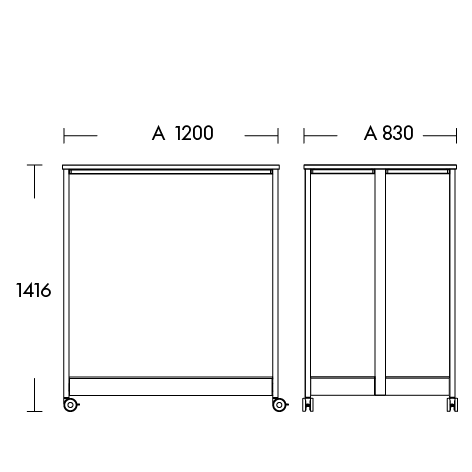 Technical drawing (Basic shelf unit M gondola – without electrification)