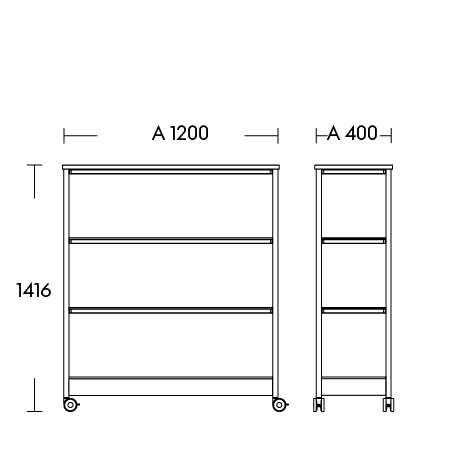 Dibujo técnico (Estantería M – con marcos para estantes, 
sin electrificar)