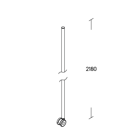 Dessin technique (Crémaillère sur roulettes – pour cabine d’essayage, h 2 180 mm)