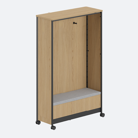 Product image (Changing room module with bench and mirror panel – melamine-coated)