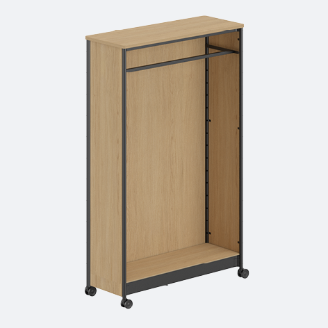 Product image (Changing-room module with hanging rail and mirror panel – melamine-coated)