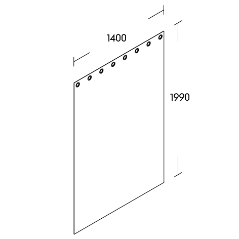 Technical drawing (Vorhang mit Ösen – Curtains with eyelets)